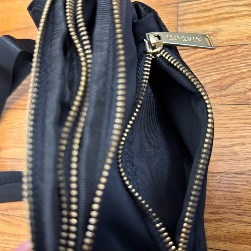 Zorfin Black Belt Bag Crossbody with Gold Accents - Picture 6 of 10
